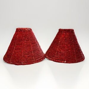 Vintage Dark Red Beaded Lamp Shades